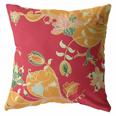 HOMEROOTS 28 in. Garden Indoor & Outdoor Throw Pillow Yellow Orange & Red 412222